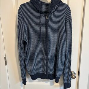 GAP Men's Blue and Gray Zip-Up Sweater